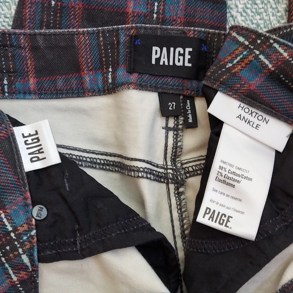Paige Jeans, Plaid Print Skinny Blue, womens sz 27 - Picture 7 of 7